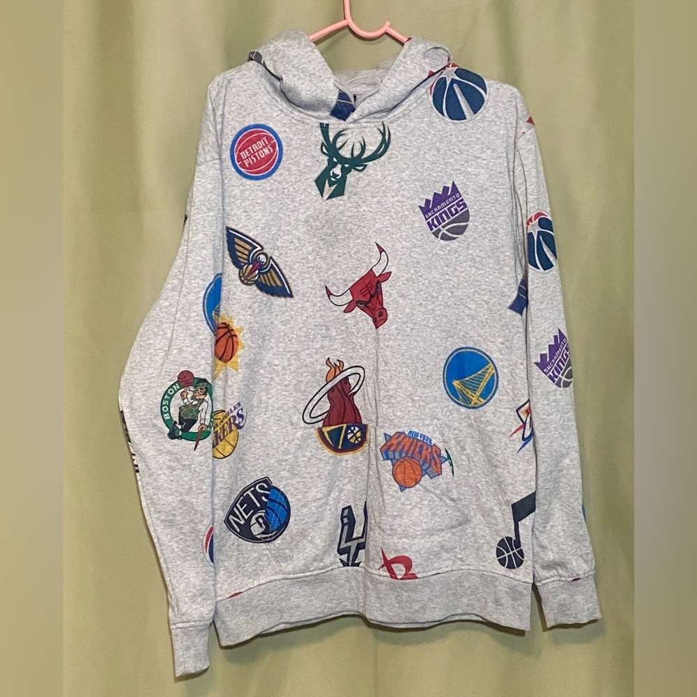 Ultra Game NBA Team Logos Pullover Grey Fleece Hoodie size L
